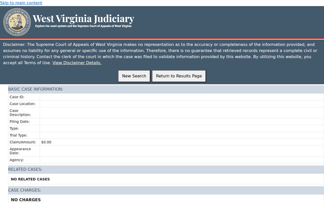 Preston County criminal docket case detail interface