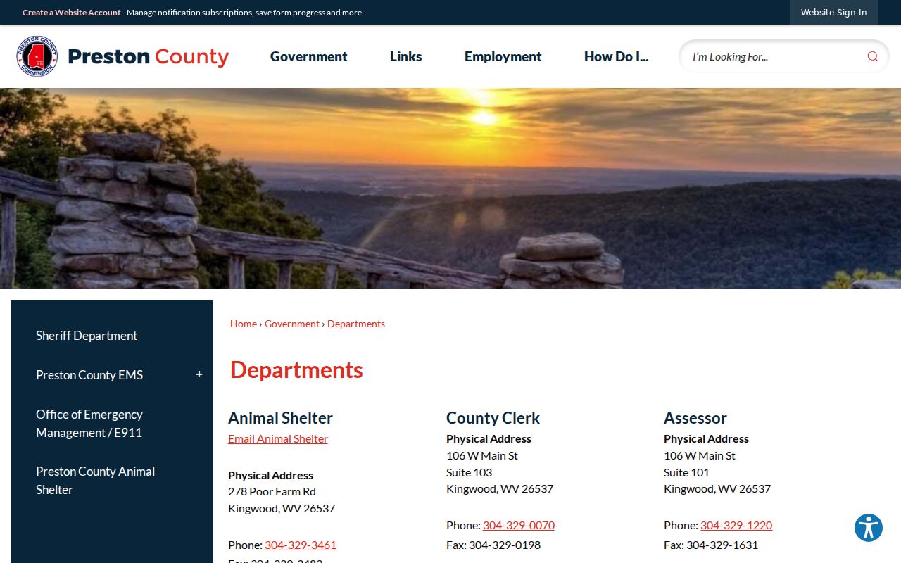 Preston County court docket and clerk departments listing