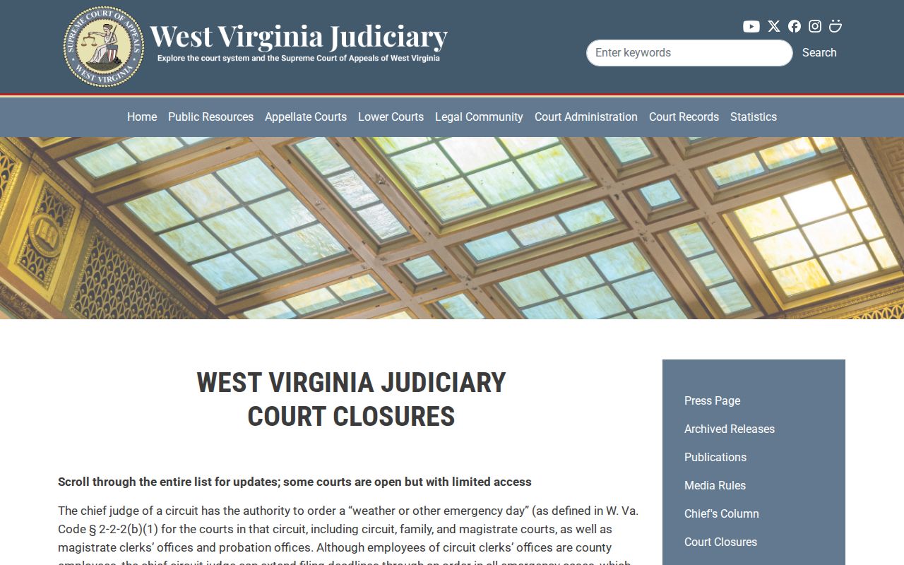 Preston County court date closure search