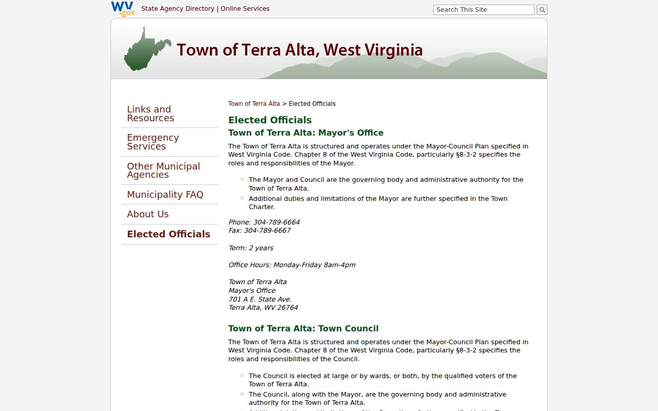 Terra Alta court docket municipal office contact source